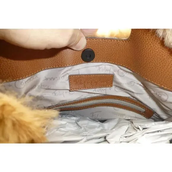 Foley + Corinna Hygge Tower Faux Fur Top Handle Crossbody Bag Tan New NWT H4 - Picture 7 of 11